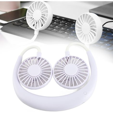 Mini ventilador portátil para el cuello, doble función, recargable por USB, 3 velocidades, estilo informal para colgar alrededor del cuello.
