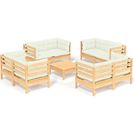 Maison Exclusive - Muebles de jardín 9 piezas cojines madera de p (1/5)