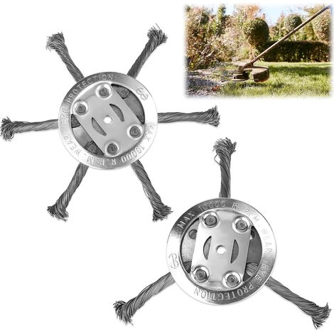 Lot de 2 têtes de coupe en acier de 6 pouces (15,24 cm) pour tondeuse (inclut les versions à 3 et 6 lames)  tête de coupe universelle en acier de remplacement (finition argentée) (1/5)