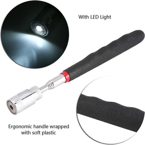 Teleskopischer Magnetheber mit LED-Licht zum Aufnehmen von Muttern und Schrauben