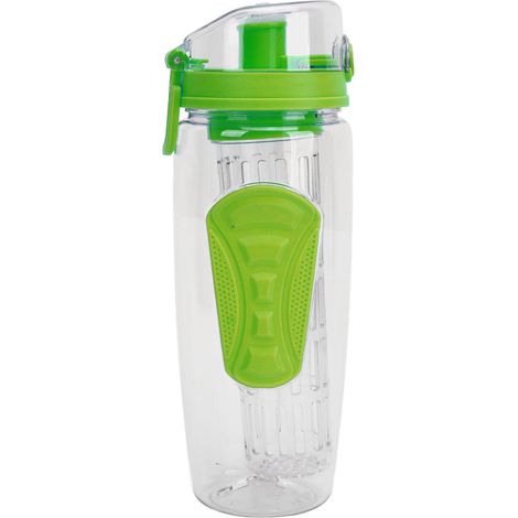 Bouteille d'Infusion Fruits Anti-Dérapant avec Bouchon Flip-Top, Étanche et Portable pour Hommes et Femmes, Vert (1/5)