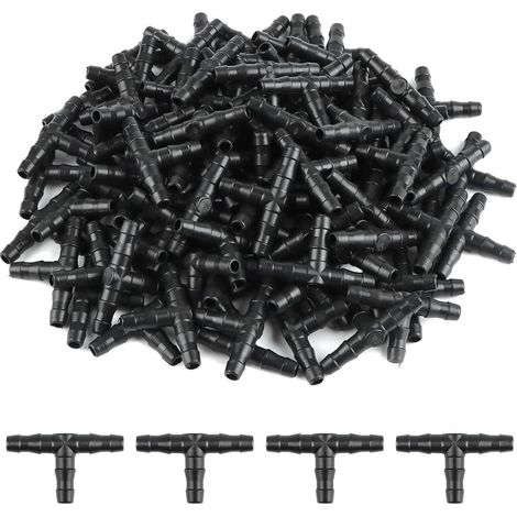 100 Pcs Tee Raccord de Tuyau 4/7mm- T Raccord Connecteur PVC d'arrosage Buse d'atomisation Goutte à Goutte Micro Spray Irrigation Joint pour Tuyau Systèmes Automatique Outil (1/5)