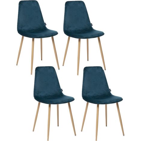 Lot de 4 chaises scandinaves à pied métal effet bois ROKA (1/4)