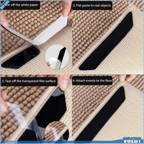 Ashata Pinces pour tapis 16pcs Tapis Adhésif Tapis Tapis Tapis PU Tapis Tapis Gripper Anti-dérapant A OBF manutention elingue Noir (1/5)