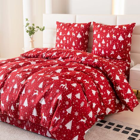 Set di biancheria da letto 140x200 cm "Eleganza natalizia" rosso e bianco
