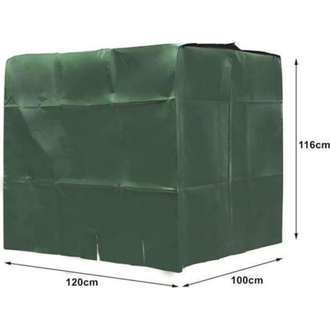 Bache Couverture Reservoir IBC 1000L Housse Protection Etanche Couvercle Reservoir Eau 120x100x116cm Vert (1/4)