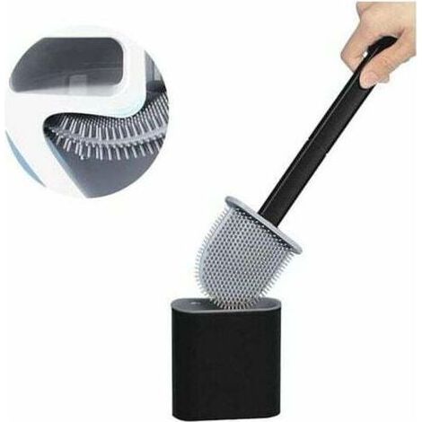 Brosse WC TPR Silicone et Support, Brosse de Toilettes Détachable à Manche Long, Montage Au Sol/Mur avec Base de Filtre à Eau, pour Les Coins et Les Petits Espaces Entre Les Toilettes et Mur (1/5)