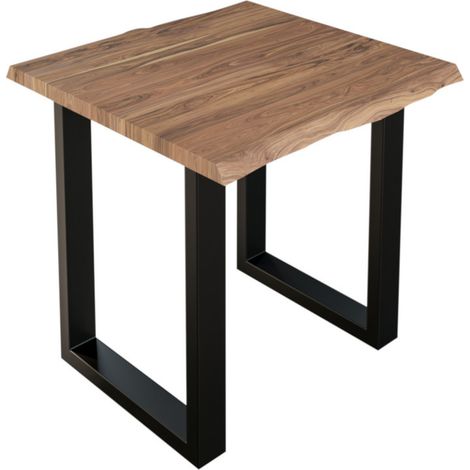 Esstisch Baumkante massiv Akazie stone 80 x 80 cm schwarz LAUREN