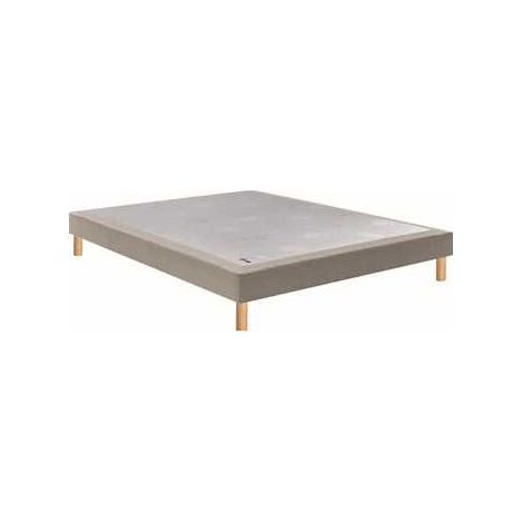 Sommier tapissier Epeda taupe 160x200 bois massif confort ferme 2 places hauteur 15 cm