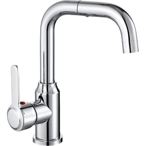 Galvanisierter silberner Küchenhahn für heißes und kaltes Wasser, 360°-Zweiwege-Schwenkarmatur mit einem Griff, Küchenspüle, Wasserhahn aus 304er Edelstahl, FDC