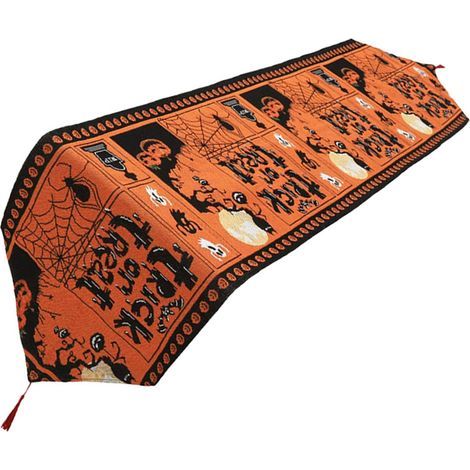 Chemin de table en coton et lin pour décorations d'Halloween, table à manger, 33 x 180 cm (1/5)