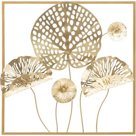 PANNELLO IN FERRO GOLD FLOWERS CM 50X5X50 (1/5)