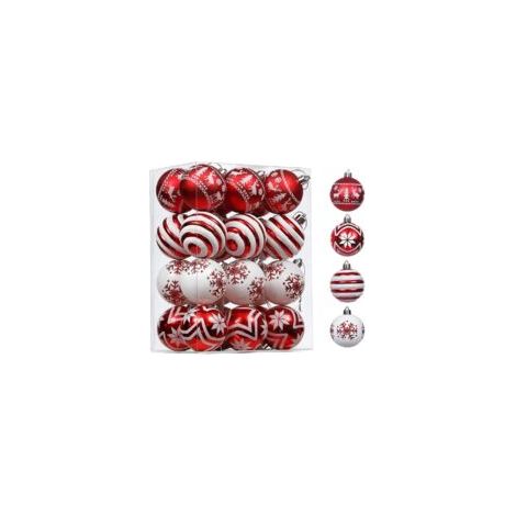 Set mit 24 dekorativen Christbaumkugeln, perfekt zum Aufhängen bei Partys und Hochzeiten - Crezuo
