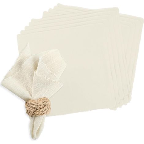 10 pièces de serviettes en tissu Beige 32x32 cm Serviettes en tissu lavables Salvia Vert Serviettes en mousseline pour décoration de table, fêtes de mariage, cafés, restaurants (10 (1/5)