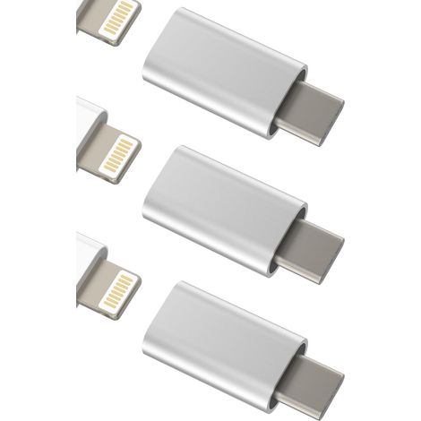 Adaptateur de Charge Lightning Femelle vers USB C Mâle (Lot de 3) Câble de Charge Type-C pour 15 Pro Max pour 10 Compatible avec Galaxy Note S10 S22 S23 Ultra Z Flip Pixel (1/5)