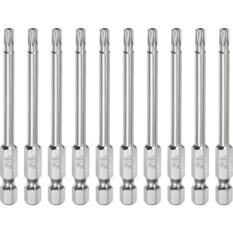 10Pcs T20 Embout Tournevis Torx 1/4" Hex Shank Longueur 3" (75mm) (1/5)