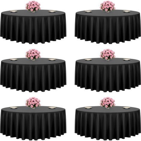 Nappe Ronde Noire, 3048 mm, Couverture de Table en Polyester, Lot de 6, résistante aux Taches et aux Plis, Lavable en Machine, pour Salle à Manger, Mariage, fête, Banquet, événement Officiel (1/5)