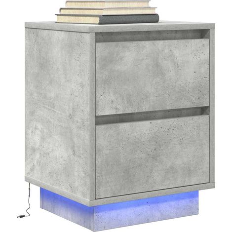 Nachttisch mit LED-Leuchten Betongrau 38x34x50 cm