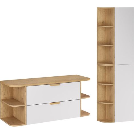 Conjunto de mueble y columna Oria 120cm nicho redondo Blanco mate (1/4)