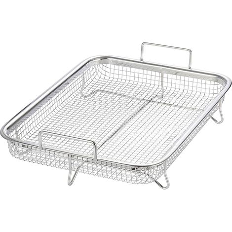 Edelstahl Backofen Grillkorb - 32 x 23 cm - Metall Ofen Pommesgitter Backkorb Grillgitter Gitterkorb mit Griffen spülmaschinenfest