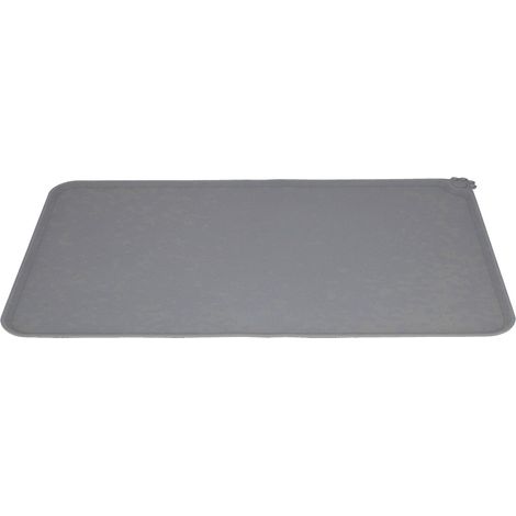 Tapis de rationnement en silicone antidéversement étanche antiglisse pour gamelle chien chat accessoire gris (1/5)