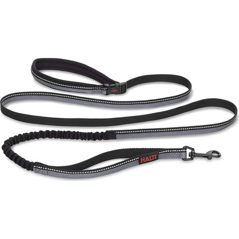 Guinzaglio Active HALTI - Impugnatura imbottita in neoprene, tessuto ammortizzante 3M catarifrangente. Guinzaglio utilizzabile senza mani, ideale per cani medi e grandi (Taglia L, Nero) (1/4)
