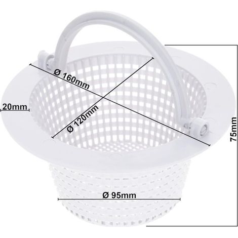 Panier de Skimmer Piscine 16cm I Panier de Rechange pour Skimmer Standard I Préfiltre de Piscine I avec poignée pour Un Retrait Facile I Résistant au Chlore