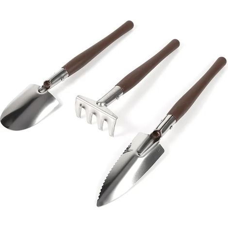 ZHIJIA PREMIUM lot de 3 mini outils de jardinage composés de pelle, râteau et plantoir en plastique, outils à main pour l'entretien des plantes en pot (1/4)
