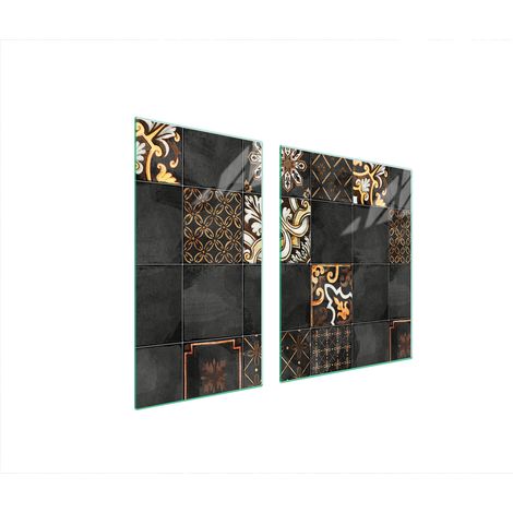 PLAQUE DE PROTECTION EN VERRE POUR POÊLE 90x52 MOSAÏQUE (1/5)
