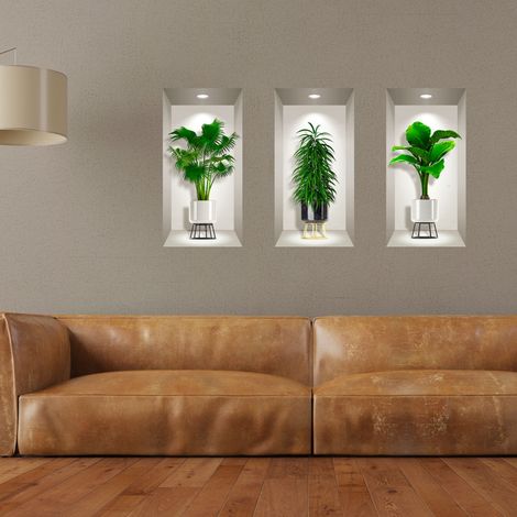 Sticker 3D plantes dans son jolis vases 80 x 120 cm (1/4)