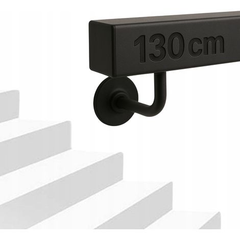 Rampe d’escalier - 130 cm - Acier noir - Design moderne - Intérieur et extérieur