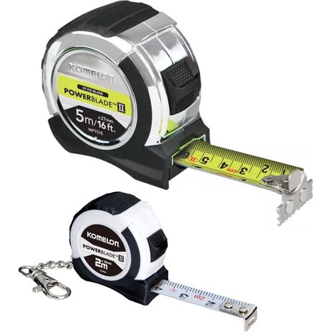 Komelon Tape 5m / 16ft PowerBlade Tape Measure MPT57E and 2m Keyring Tape (1/4)