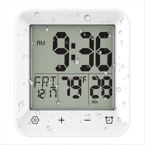 Wasserdichte digitale Duschuhr, Badezimmer-Wanduhr mit Touchscreen und Temperaturanzeige, für Kinder und Erwachsene (1/5)