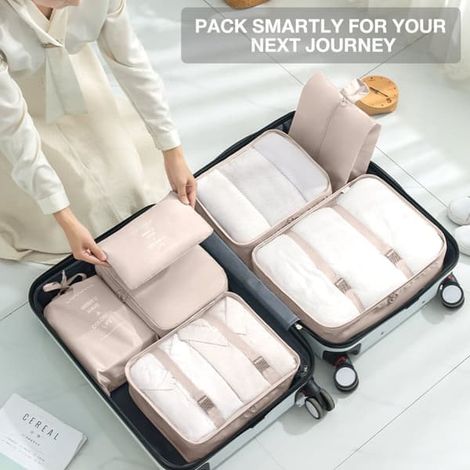 Organisateur Resväska - Packkuber och påsar 7 st Beige