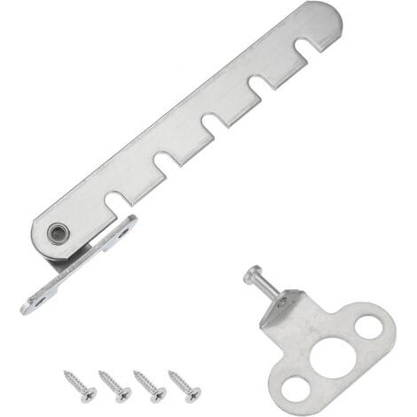 Loquet de sécurité pour fenêtre, 1 pièce, avec barre réglable, avec 5 fentes, pour fenêtres ouvrant vers l'intérieur, argenté (44 mm). (1/5)