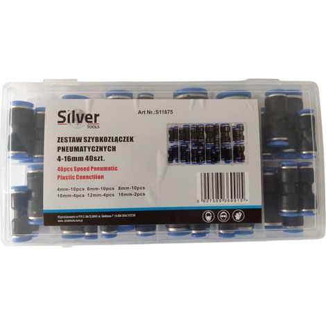 Connecteurs pneumatiques silver s11875 40 pièces 4-16 mm