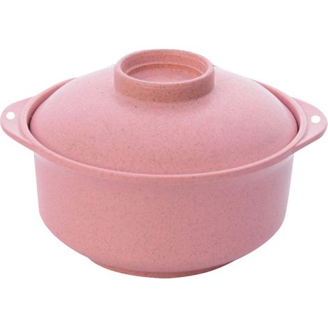(Rose) Tasse de nouilles instantanées de style japonais avec couvercle, en plastique écologique, capacité inférieure à 1 litre. (1/5)