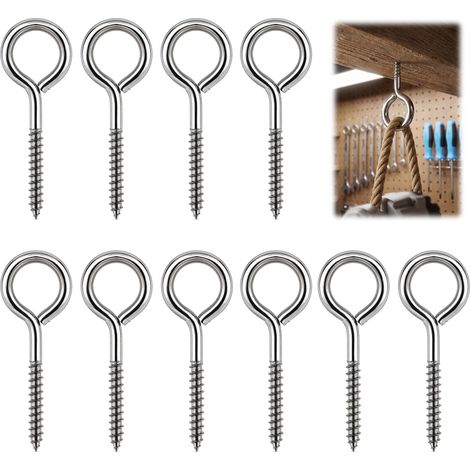 10 Pièces M6 Piton à Visser en Acier Inoxydable, 8 × 3 cm œillet de Vis (1/5)