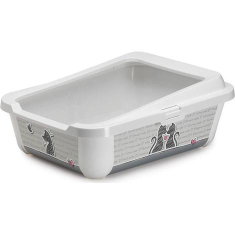 Gamelle ouverte en plastique pour chat avec bord amovible Ligne Con Amore