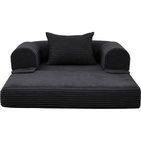 Einzel-Schlafsofa aus Cordstoff, schwarz, MODENUIT (1/5)