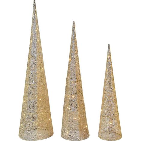 MAURY'S GLITTER CHAMPAGNE SET 3 CONI DECORATIVI A LED