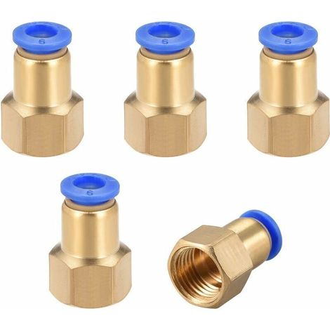 5 Pièces Raccord Rapide Pneumatique - Push To Connect - Tube 6 mm - Filetage Femelle G1/4 - Pour Tubes Nylon PU (1/4)