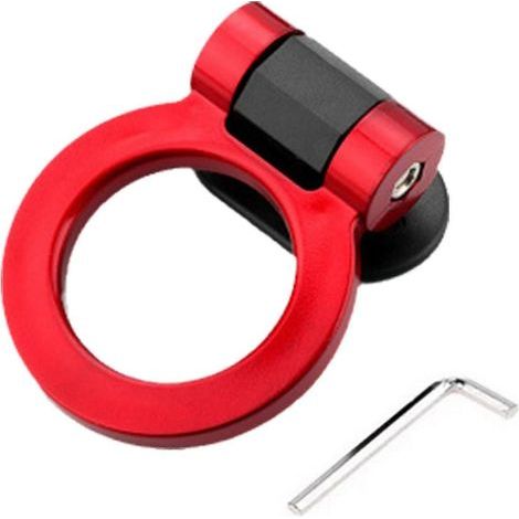 Crochet de remorquage décoratif universel auto-adhésif, compatible avec les jantes de course, rond rouge en ABS (1/5)