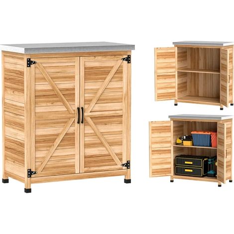 Gartenschrank mit Regal 79x43x92 cm mit Arbeitsplatte OKMYHOME (1/3)