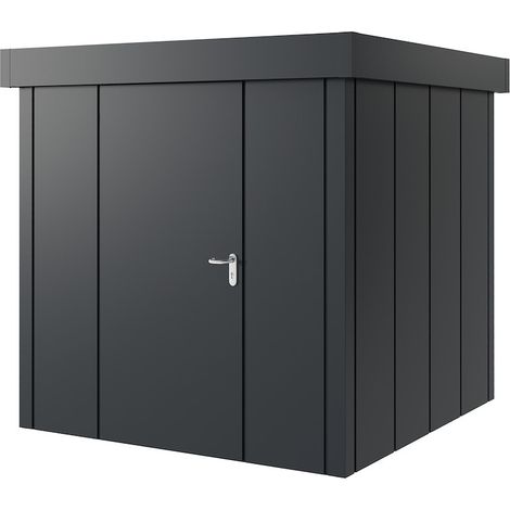 Hörmann Metall-Gerätehaus "Juno" mit Flachdach, JFD5 - Design, 214 x 214 cm (B x T), anthrazit, 1-flüglige Tür, Anschlag links