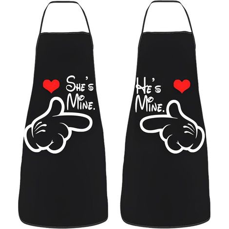 2 Tablier cuisine, humour couple, réglable, imperméable, barbecue, jardinage, nettoyage (1/5)