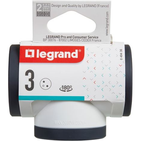 Triplite Fb 3x2p+t Enchufe lateral giratorio blanco/n - Legrand