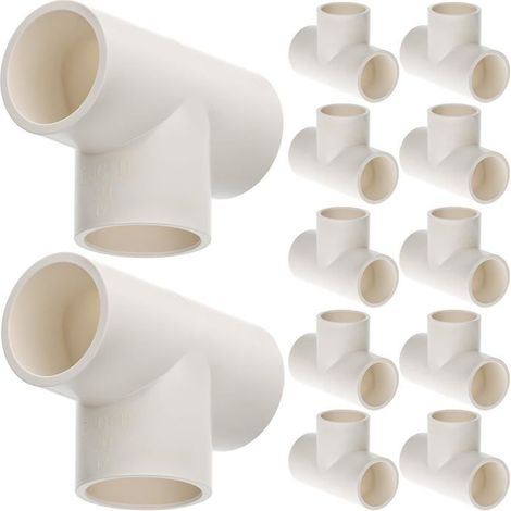 12 raccords en T à 3 voies, 20 mm (blancs), connecteurs pour tuyaux PVC, pour serres, conduites d'eau, jardin (1/4)