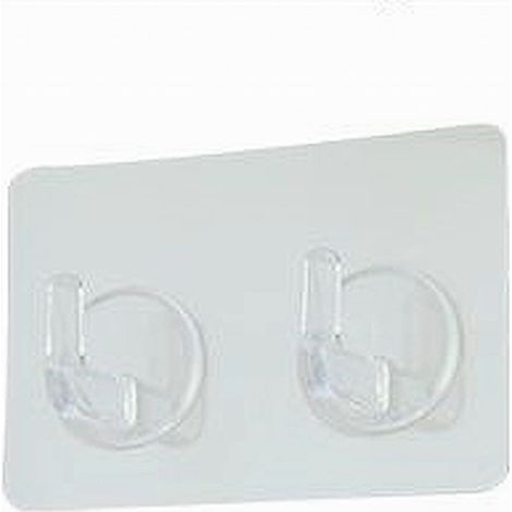 TRADE SHOP - Set 2pz Ganci Adesivi Appendino Doppio Rettangolare Casa Parete Trasparente 87758 - (1/3)