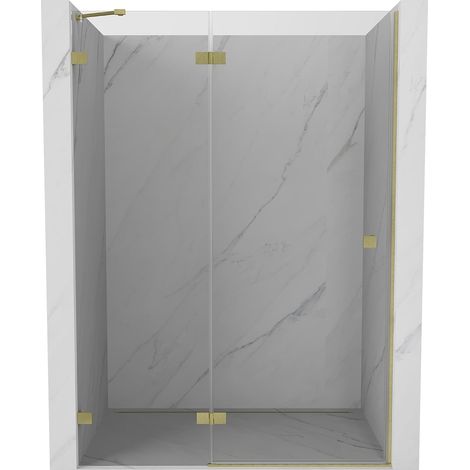 Mexen Lunar porta doccia battente sinistra 135 cm, trasparente, oro spazzolato - 834-135-000-55-00-L (1/5)